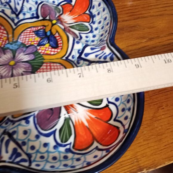 Serving Set~Chips & Dip/Appetizers/Toppings~Floral~Made In Mexico~Lead Free - Picture 5 of 14